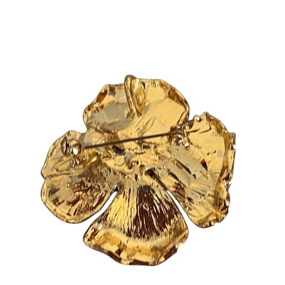 Vintage Dogwood Flower Brooch Pendant Gold tone and Bronze - Picture 3 of 4